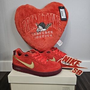 NEW, Nike SB P-Rod 1 Zoom Air Low Habanero Red & Club Gold. BUNDLE